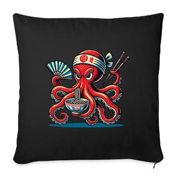 Octopus Loves Japan Ramen - Sofa pillowcase 17,3'' x 17,3'' (45 x 45 cm) - black - Front