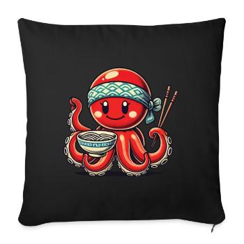 Japanese Ramen Noodles Anime Octopus - Sofa pillowcase 17,3'' x 17,3'' (45 x 45 cm) - black - Front