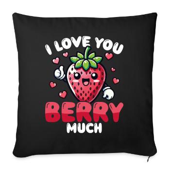 Je t’aime Berry beaucoup de jeu de mots sur la fraise sucrée - Housse de coussin décorative 45 x 45 cm - noir - Devant