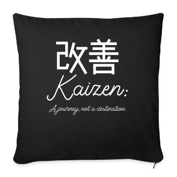 Kaizen : un voyage, pas une destination - Housse de coussin décorative 45 x 45 cm - noir - Devant