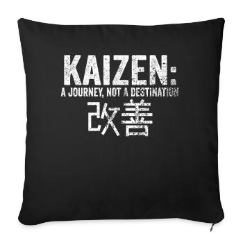 Kaizen : un voyage, pas une destination - Housse de coussin décorative 45 x 45 cm - noir - Devant