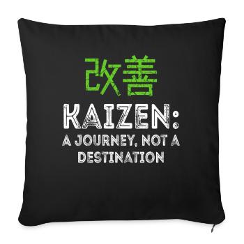Kaizen : un voyage, pas une destination - Housse de coussin décorative 45 x 45 cm - noir - Devant