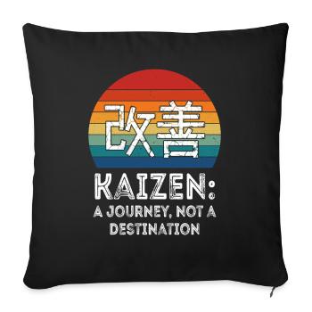 Kaizen : un voyage, pas une destination - Housse de coussin décorative 45 x 45 cm - noir - Devant