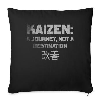 Kaizen : un voyage, pas une destination - Housse de coussin décorative 45 x 45 cm - noir - Devant