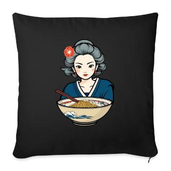 Japanese Ukiyo-E Retro Ramen Aesthetic Noodles - Sofa pillowcase 17,3'' x 17,3'' (45 x 45 cm) - black - Front