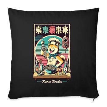 Shiba Dog Ramen Chef Funny Dogs Japon - Housse de coussin décorative 45 x 45 cm - noir - Devant