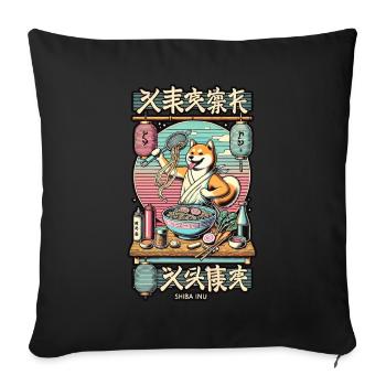 Shiba Hund Ramen Chefkoch Im Ukiyo-E Stil - Sofakissenbezug 45 x 45 cm - Schwarz - Vorne