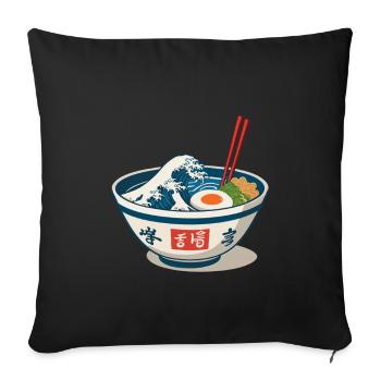 Nouilles Ramen Ukiyo-E Japon Esthétique rétro - Housse de coussin décorative 45 x 45 cm - noir - Devant