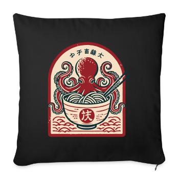 Nouilles Ramen Ukiyo-e Octopus Retro Japon - Housse de coussin décorative 45 x 45 cm - noir - Devant
