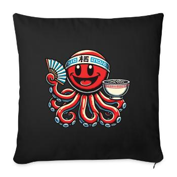Japanese Anime Ramen Noodles Octopus Fun - Sofa pillowcase 17,3'' x 17,3'' (45 x 45 cm) - black - Front