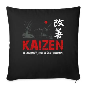 Kaizen : un voyage, pas une destination - Housse de coussin décorative 45 x 45 cm - noir - Devant