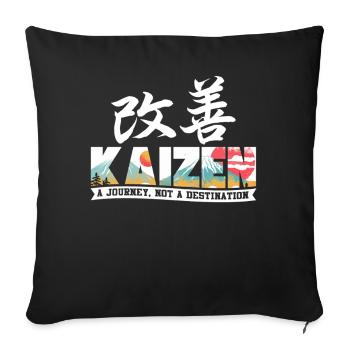 Kaizen : un voyage, pas une destination - Housse de coussin décorative 45 x 45 cm - noir - Devant