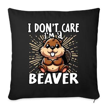 Je m’en fiche, je suis un castor - castor mignon - Housse de coussin décorative 45 x 45 cm - noir - Devant