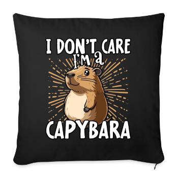 I don't care I'm a capybara - sweet capybara - Sofa pillowcase 17,3'' x 17,3'' (45 x 45 cm) - black - Front
