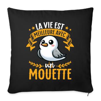 La vie est meilleure avec un mouette - cute seagull - Sofa pillowcase 17,3'' x 17,3'' (45 x 45 cm) - black - Front
