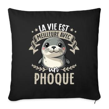 La vie est meilleure avec un phoque - sweet seal - Housse de coussin décorative 45 x 45 cm - noir - Devant