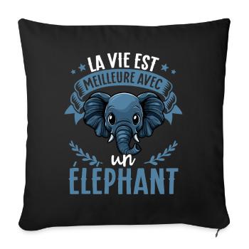 La vie est meilleure avec un Elephant - sweeter - Housse de coussin décorative 45 x 45 cm - noir - Devant