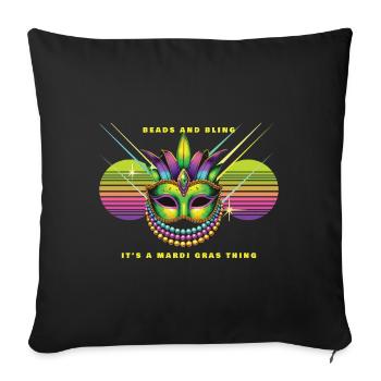 Pearls and Glitter Mardi Gras Mask Fest - Sofa pillowcase 17,3'' x 17,3'' (45 x 45 cm) - black - Front