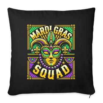 Mardi Gras Squad Mask Carnaval Célébration - Housse de coussin décorative 45 x 45 cm - noir - Devant