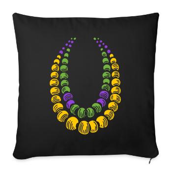 Colliers colorés de Mardi Gras pour les fêtards - Housse de coussin décorative 45 x 45 cm - noir - Devant