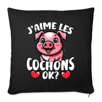 Ich mag Schweine ok? Süßer Schwein - Sofakissenbezug 45 x 45 cm - Schwarz - Vorne