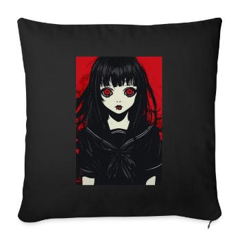 Horror Anime Manga Japan Japanese Creepy Kawaii - Sofa pillowcase 17,3'' x 17,3'' (45 x 45 cm) - black - Front
