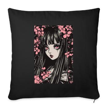 Horror Anime Manga Japan Japanese Creepy Kawaii - Sofa pillowcase 17,3'' x 17,3'' (45 x 45 cm) - black - Front