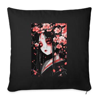Horror Anime Manga Japan Japanese Creepy Kawaii - Sofa pillowcase 17,3'' x 17,3'' (45 x 45 cm) - black - Front