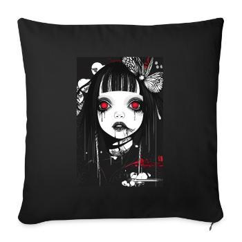 Horror Anime Manga Japan Japanese Creepy Kawaii - Sofa pillowcase 17,3'' x 17,3'' (45 x 45 cm) - black - Front