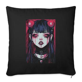 Horror Anime Manga Japan Japanese Creepy Kawaii - Sofa pillowcase 17,3'' x 17,3'' (45 x 45 cm) - black - Front