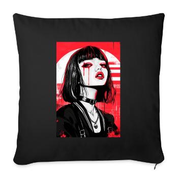Horror Anime Manga Japan Japanese Creepy Kawaii - Sofa pillowcase 17,3'' x 17,3'' (45 x 45 cm) - black - Front