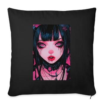 Horror Anime Manga Japan Japanese Creepy Kawaii - Sofa pillowcase 17,3'' x 17,3'' (45 x 45 cm) - black - Front