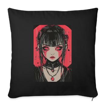 Horror Anime Manga Japan Japanese Creepy Kawaii - Sofa pillowcase 17,3'' x 17,3'' (45 x 45 cm) - black - Front