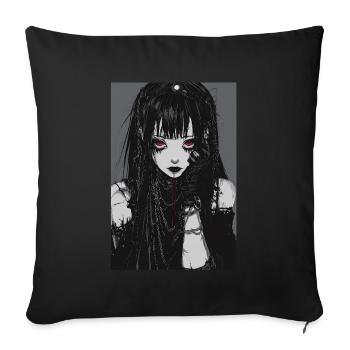 Horror Anime Manga Japan Japanese Creepy Kawaii - Sofa pillowcase 17,3'' x 17,3'' (45 x 45 cm) - black - Front