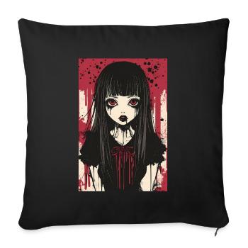 Horror Anime Manga Japan Japanese Creepy Kawaii - Sofa pillowcase 17,3'' x 17,3'' (45 x 45 cm) - black - Front
