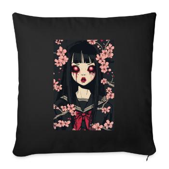 Horror Anime Manga Japan Japanese Creepy Kawaii - Sofa pillowcase 17,3'' x 17,3'' (45 x 45 cm) - black - Front