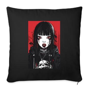 Horror Anime Manga Japan Japanese Creepy Kawaii - Sofa pillowcase 17,3'' x 17,3'' (45 x 45 cm) - black - Front