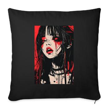 Horror Anime Manga Japan Japanese Creepy Kawaii - Sofa pillowcase 17,3'' x 17,3'' (45 x 45 cm) - black - Front