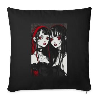 Horror Anime Manga Japan Japanese Creepy Kawaii - Sofa pillowcase 17,3'' x 17,3'' (45 x 45 cm) - black - Front