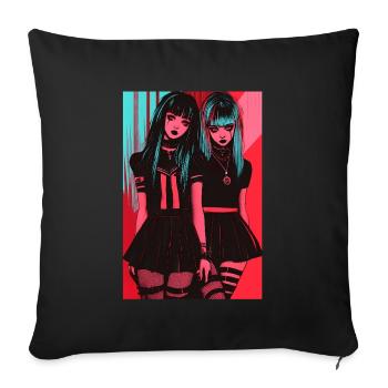 Horror Anime Manga Japan Japanese Creepy Kawaii - Sofa pillowcase 17,3'' x 17,3'' (45 x 45 cm) - black - Front