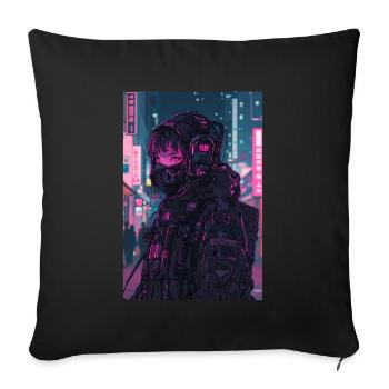 Horror Anime Manga Japan Japanese Creepy Kawaii - Sofa pillowcase 17,3'' x 17,3'' (45 x 45 cm) - black - Front