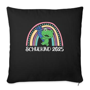 Écolier 2025 Inscription à l’école Frog School - Housse de coussin décorative 45 x 45 cm - noir - Devant