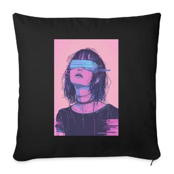 Anime Fille Vaporwave Glitchcore Pastel Goth - Housse de coussin décorative 45 x 45 cm - noir - Devant