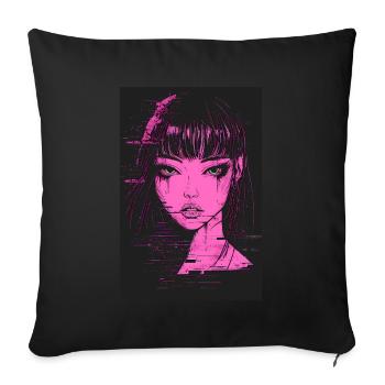 Anime Fille Vaporwave Glitchcore Pastel Goth - Housse de coussin décorative 45 x 45 cm - noir - Devant
