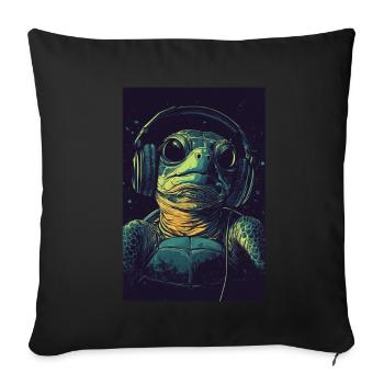 Turtle Headphones Headphones Music - Sofa pillowcase 17,3'' x 17,3'' (45 x 45 cm) - black - Front