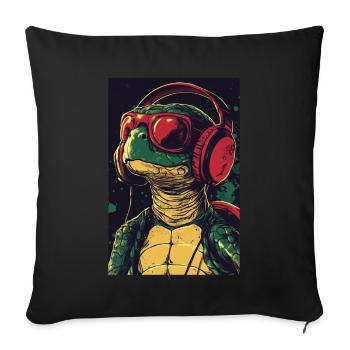 Turtle Headphones Headphones Music - Sofa pillowcase 17,3'' x 17,3'' (45 x 45 cm) - black - Front