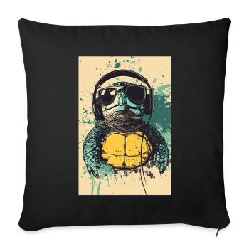 Turtle Headphones Headphones Music - Sofa pillowcase 17,3'' x 17,3'' (45 x 45 cm) - black - Front