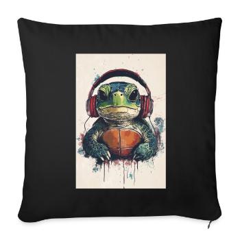 Turtle Headphones Headphones Music - Sofa pillowcase 17,3'' x 17,3'' (45 x 45 cm) - black - Front
