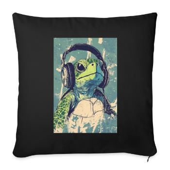 Turtle Headphones Headphones Music - Sofa pillowcase 17,3'' x 17,3'' (45 x 45 cm) - black - Front