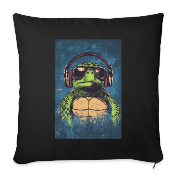 Turtle Headphones Headphones Music - Sofa pillowcase 17,3'' x 17,3'' (45 x 45 cm) - black - Front